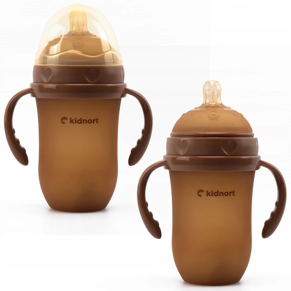 Kidnort Eple Anti-Colic silikoninis buteliukas 250ml Brown 6M+ BE BPA