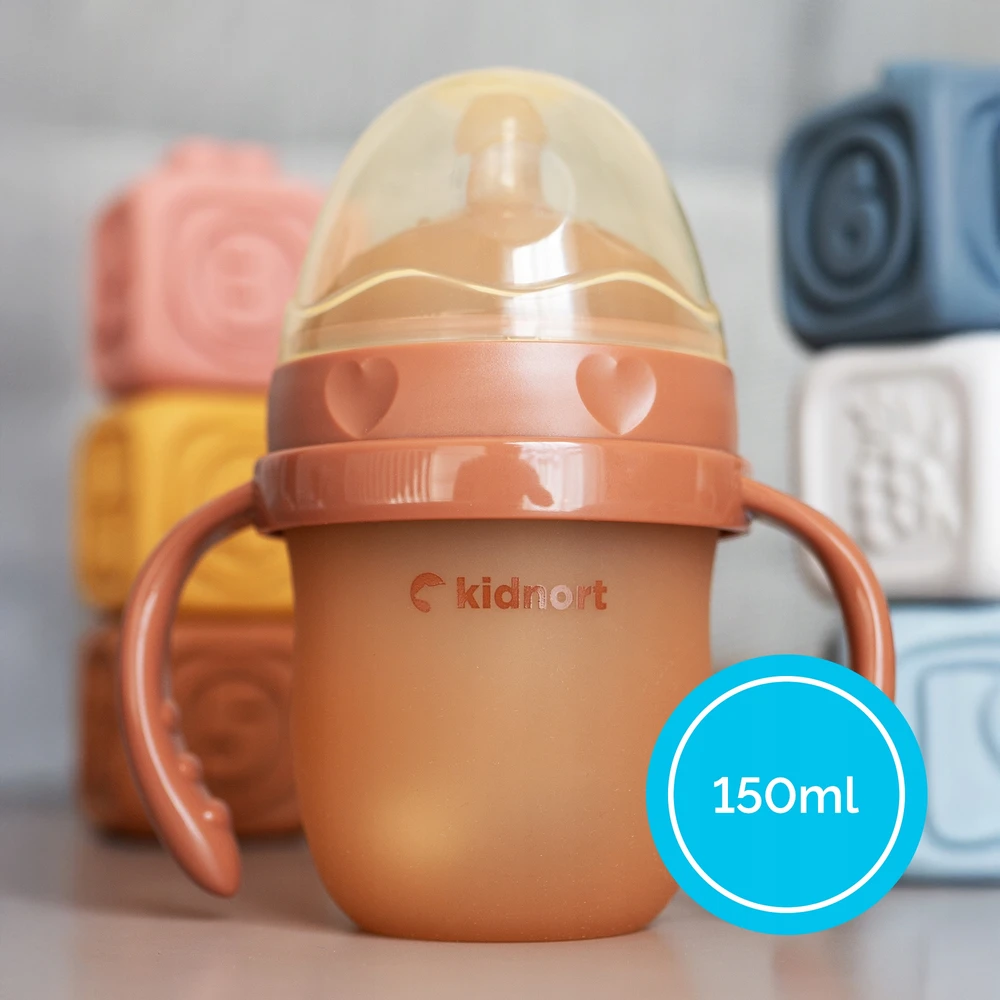 Kidnort Eple Anti-Colic silikoninis buteliukas 150ml Brown 0-3M BE BPA
