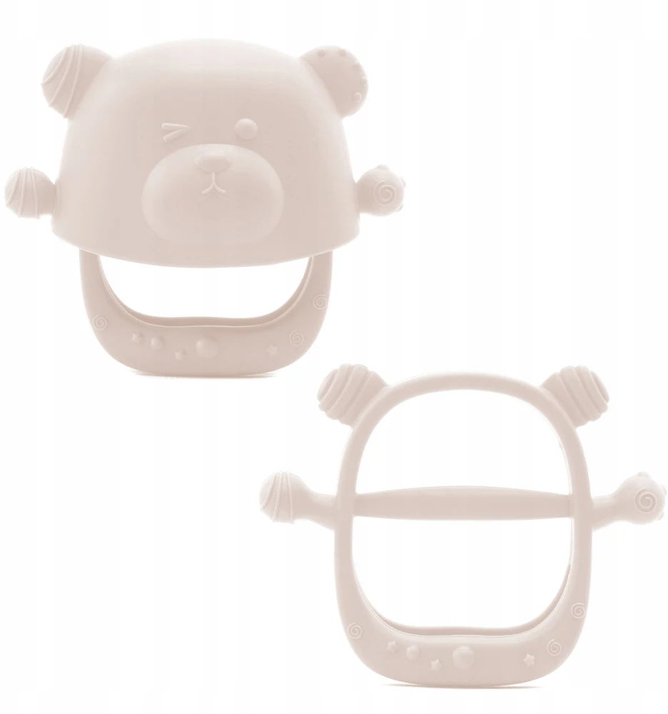 Kidnort Glitre beige silikoninis dantukas, 3M+ be BPA, sterilizuotas, dėklas, medicininis