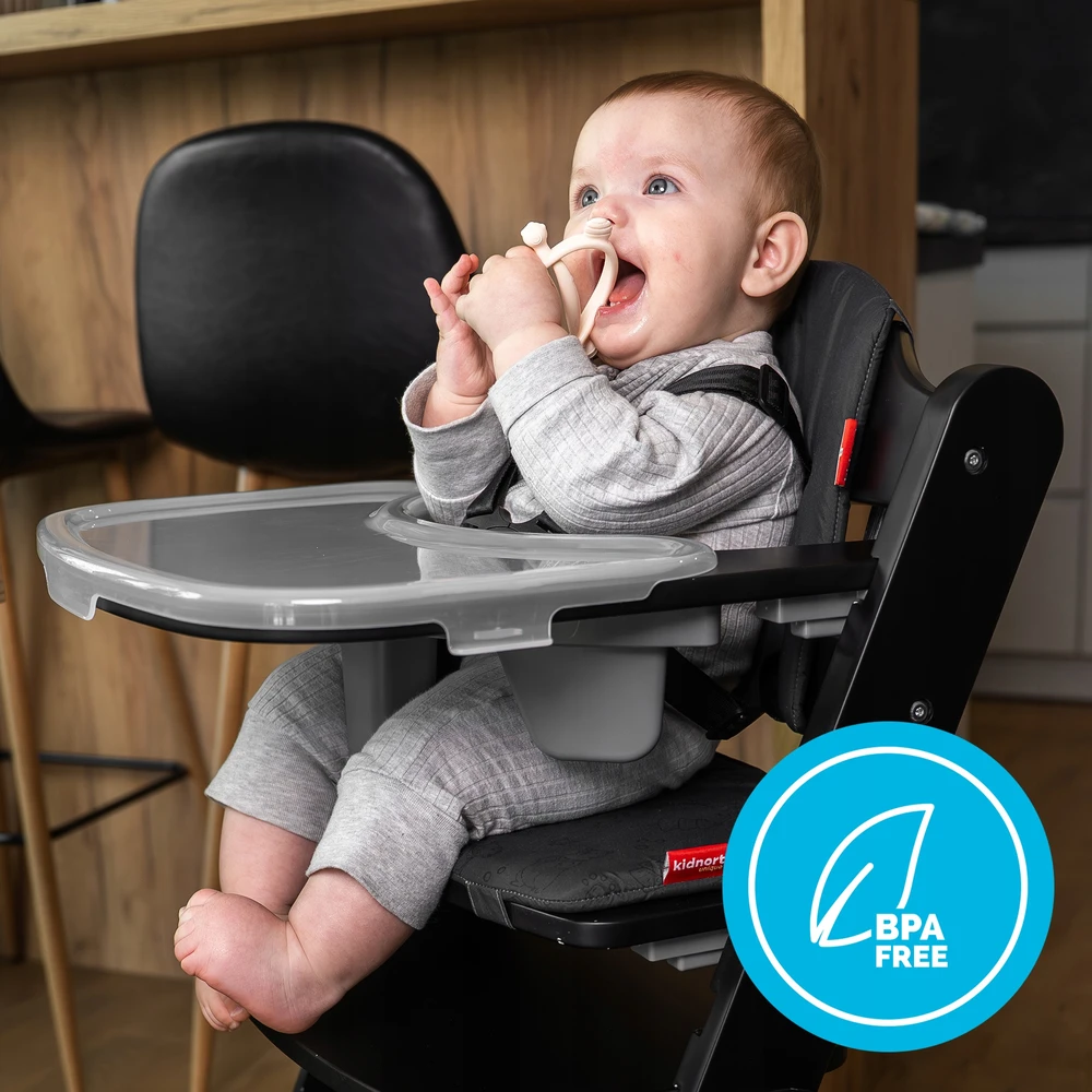 Kidnort Glitre beige silikoninis dantukas, 3M+ be BPA, sterilizuotas, dėklas, medicininis