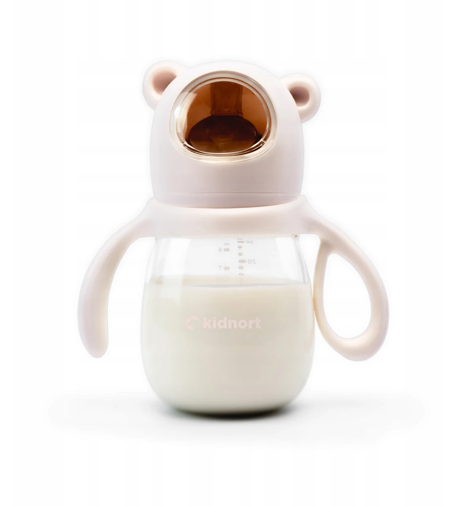 Kidnort Jordbaer buteliukas 240 ml rožinis 6M+ PPSU snapelis nuo pilvo dieglių šiaudelių BPA BE BPA