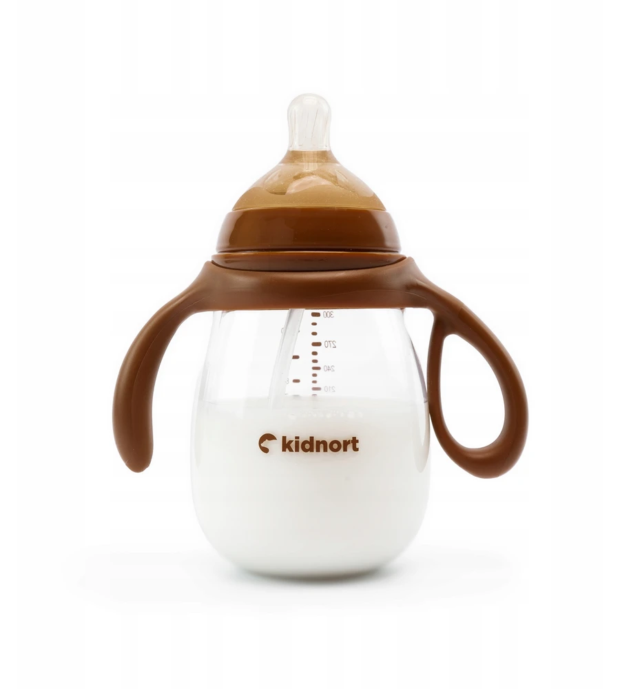 Kidnort Jordbaer buteliukas nuo pilvo dieglių 300 ml rudas 6M+ šiaudelis BE BPA