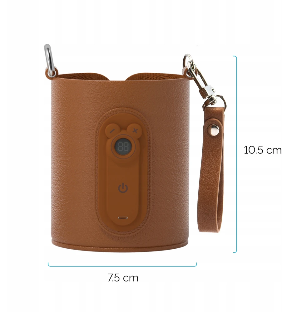 Kidnort Nešiojamas šildytuvas buteliams, pienui, vandeniui Varm Brown USB-C 40–65°C