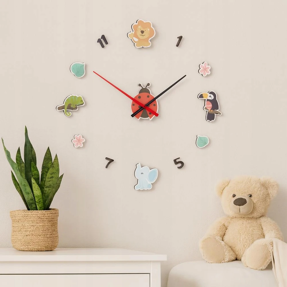Kids Collection ZEGAR DIY TWORZYWO SZTUCZNE WIELKOLOROWY DO POKOJU DZIECKA 31 X 12 X 4 CM
