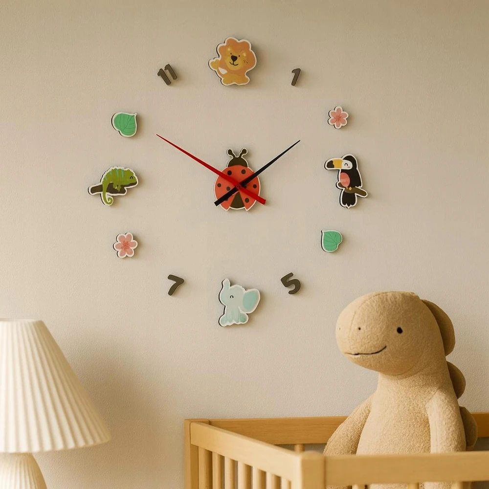 Kids Collection ZEGAR DIY TWORZYWO SZTUCZNE WIELKOLOROWY DO POKOJU DZIECKA 31 X 12 X 4 CM