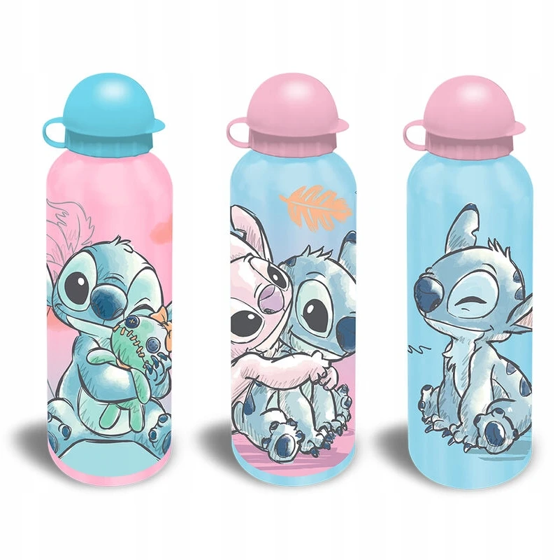 Kids Euroswan Alumino gertuvė Lilo ir Stitch 500ml, mėlyna su rožiniu dangteliu
