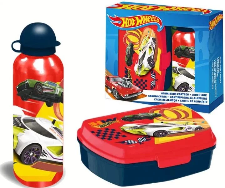 Kids Euroswan „Hot Wheels Rinkinys“ priešpiečių dėžutė + butelis 500 ml HW00001