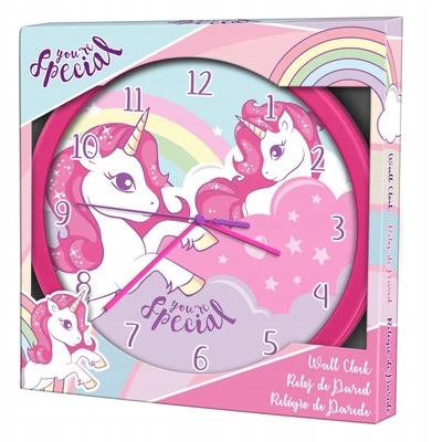 Kids Euroswan UNICORN sieninis laikrodis, kurio skersmuo 24 cm, skirtas vaikams