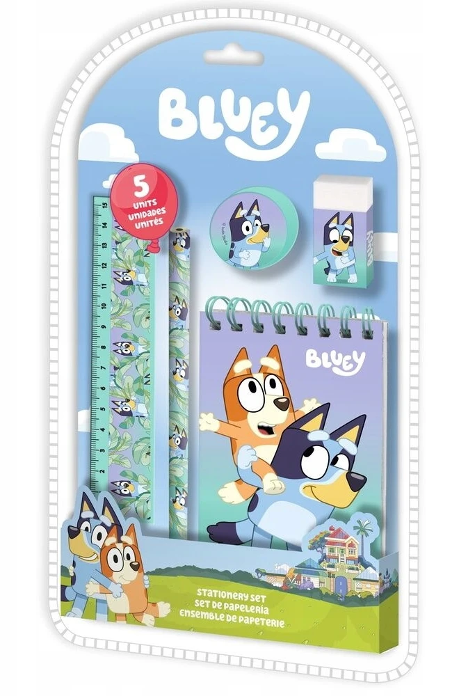 Kids Euroswan Kids Licensing Bluey rašymo reikmenų rinkinys, 5 dalys
