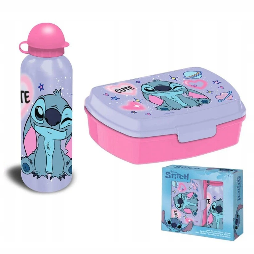 Kids Licensing Vaikų pusryčių rinkinys pietų dėžutė + Stitch aliuminio buteliukas 1 vnt.
