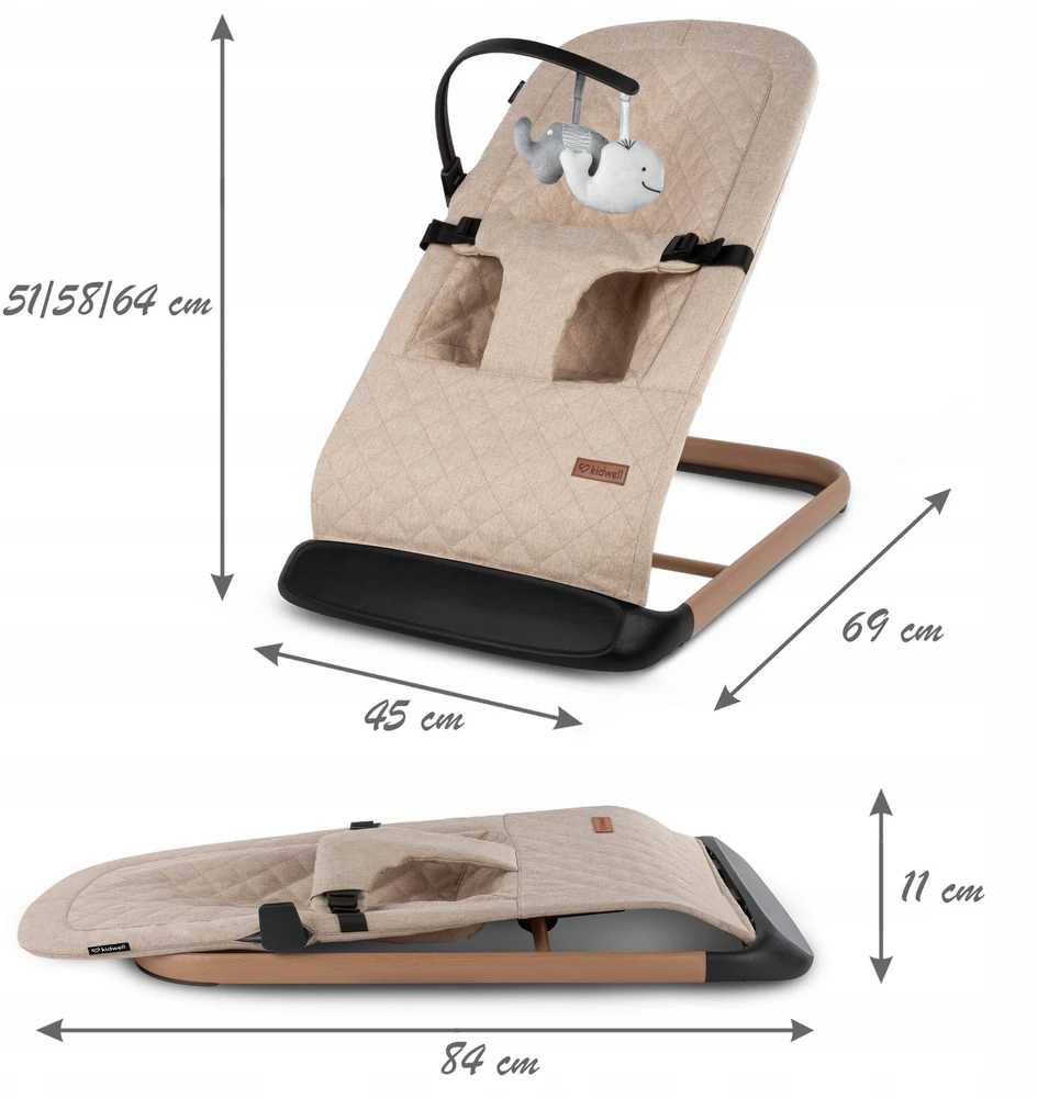 KIDWELL LARO sulankstomas BABY BACKET BACKET 2 TOYS BEIGE GALVUTĖS