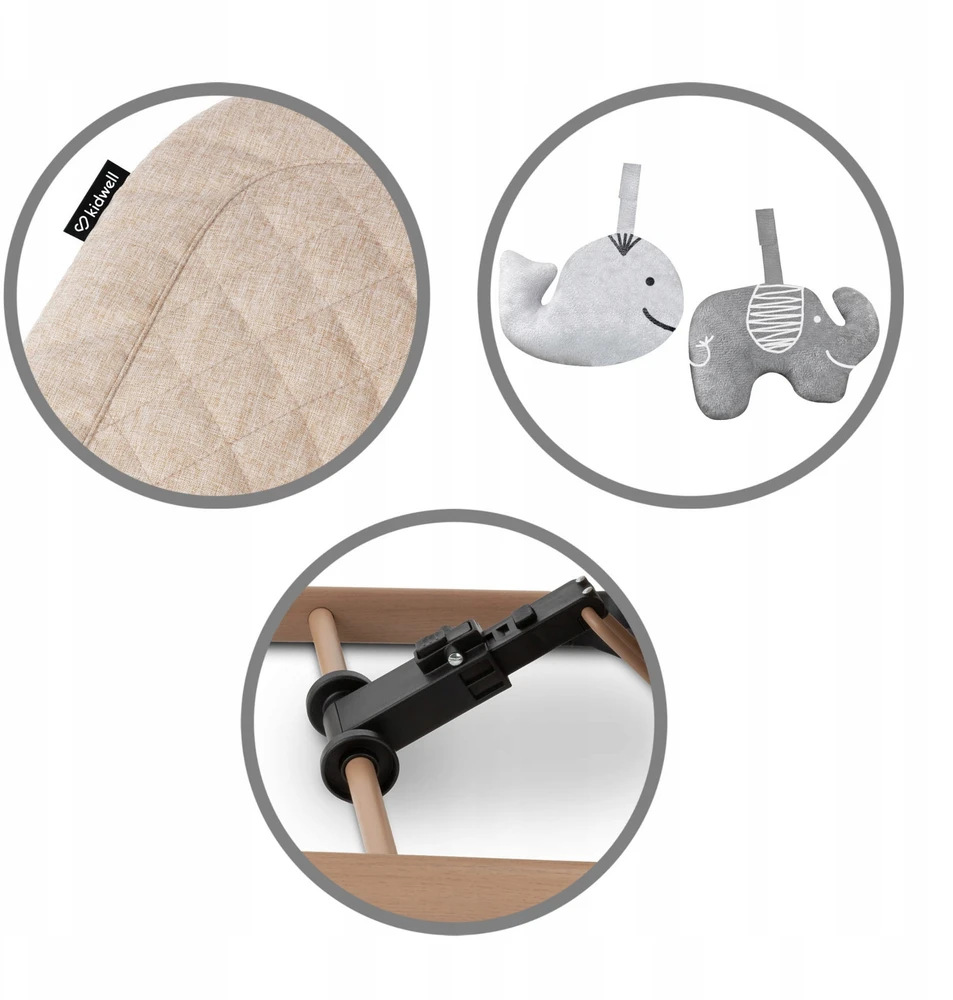 KIDWELL LARO sulankstomas BABY BACKET BACKET 2 TOYS BEIGE GALVUTĖS