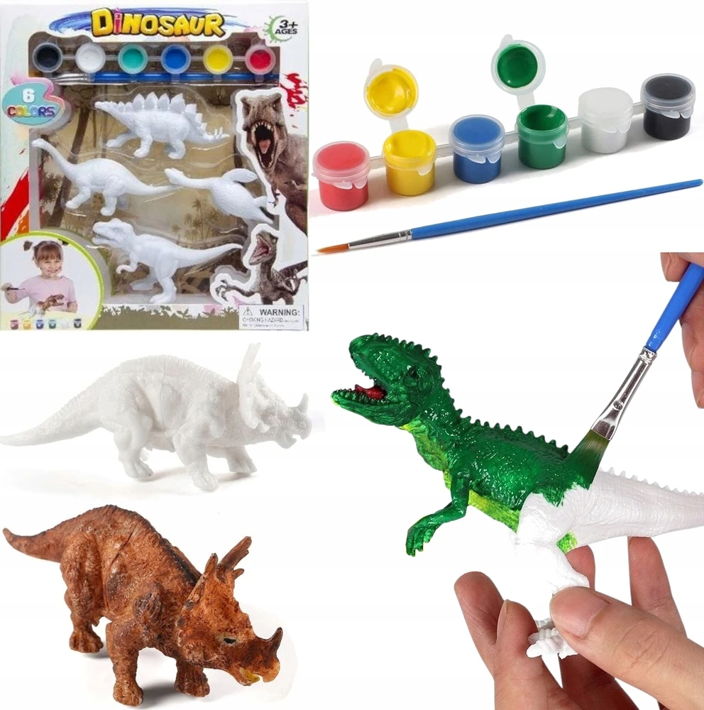 Kinderini DINOZAURŲ FIGŪRĖS DAŽYMO KŪRYBINIAM DINOZAURŲ RINKINYS DAŽAIS