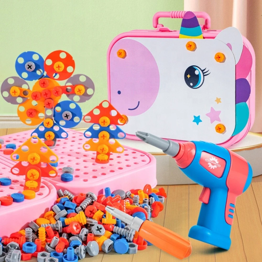 Kinderini UGDOMIEJI KONSTRUKCINIAI BLOKAI UNICORN 3D, skirti VERTI LAGAMINIU 298 vnt.