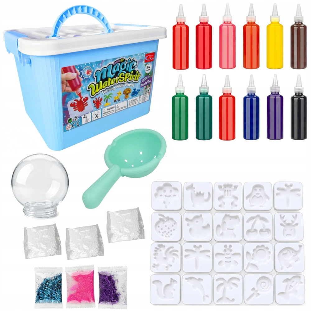 Kinderini VANDENS GELĖS MAGICAL VANDENS GELĖS FIGURĖLIŲ RINKINYS IŠ 12 SPALVINGŲ GELIŲ VAIKAMS