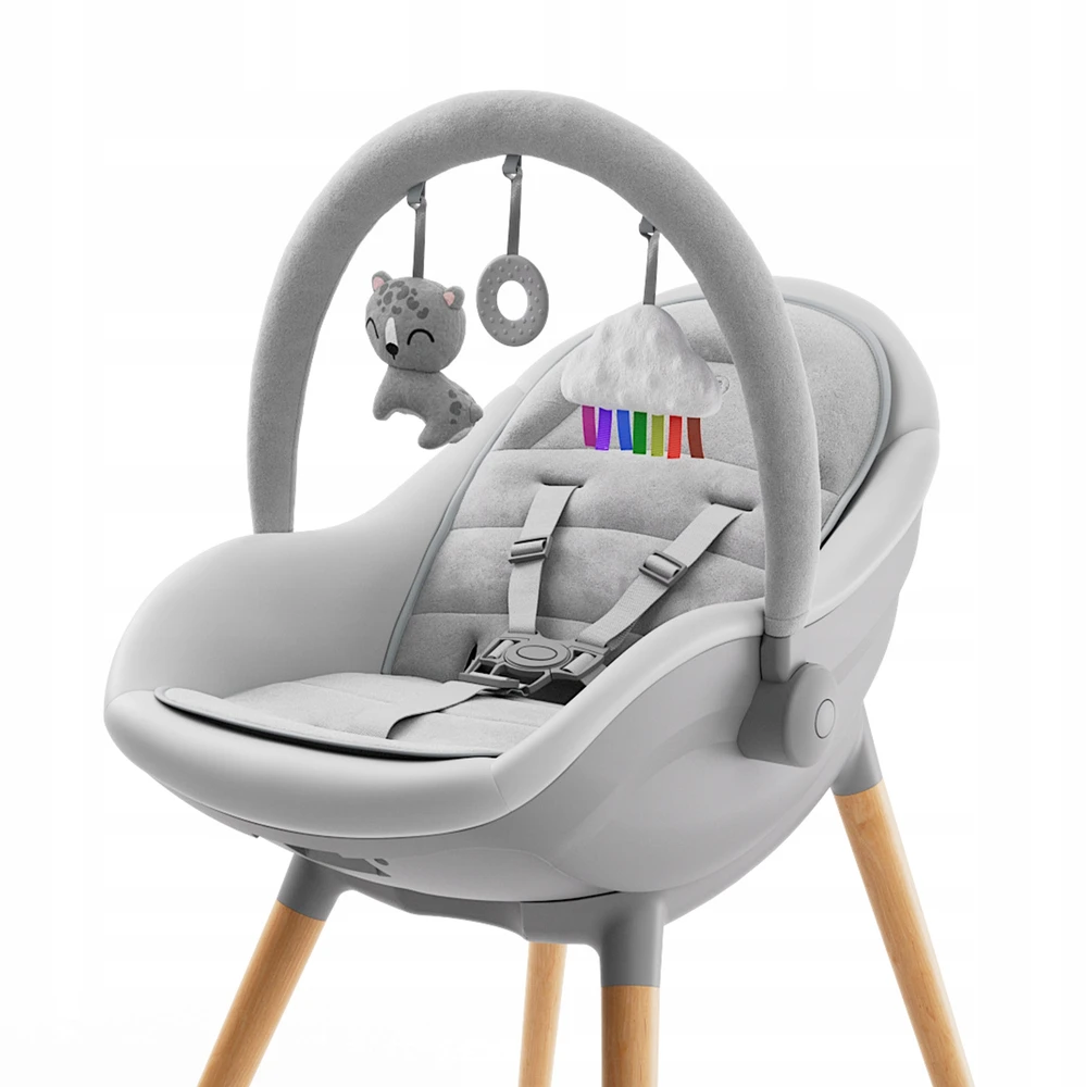 Kinderkraft FINI UP 3in1 maitinimo kėdutė, reguliuojamas padėklas, dirželiai