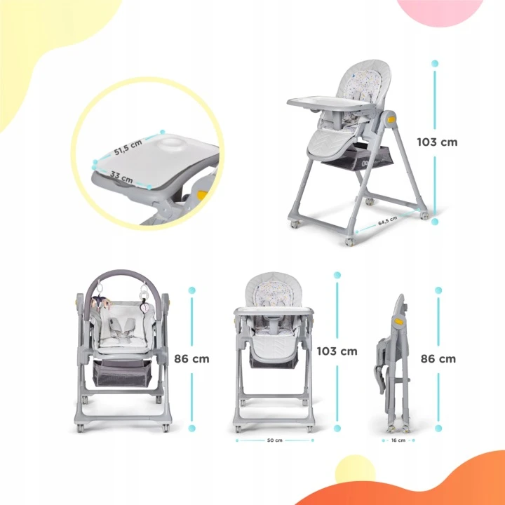 KINDERKRAFT aukšta maitinimo kėdė LASTREE, rožinė, KHLAST00PNK0000