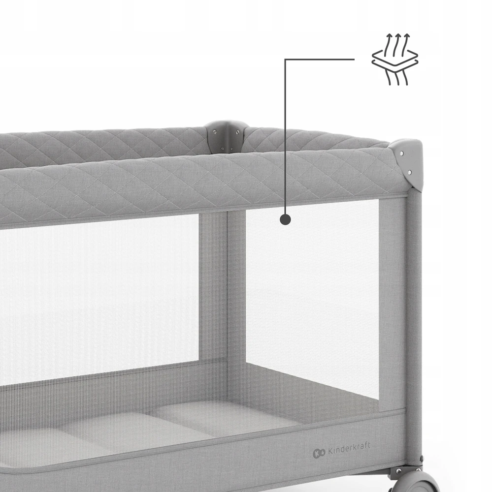 Kinderkraft LEODY UP kelioninė lovelė, dviejų lygių čiužinys, persirengimo stalas