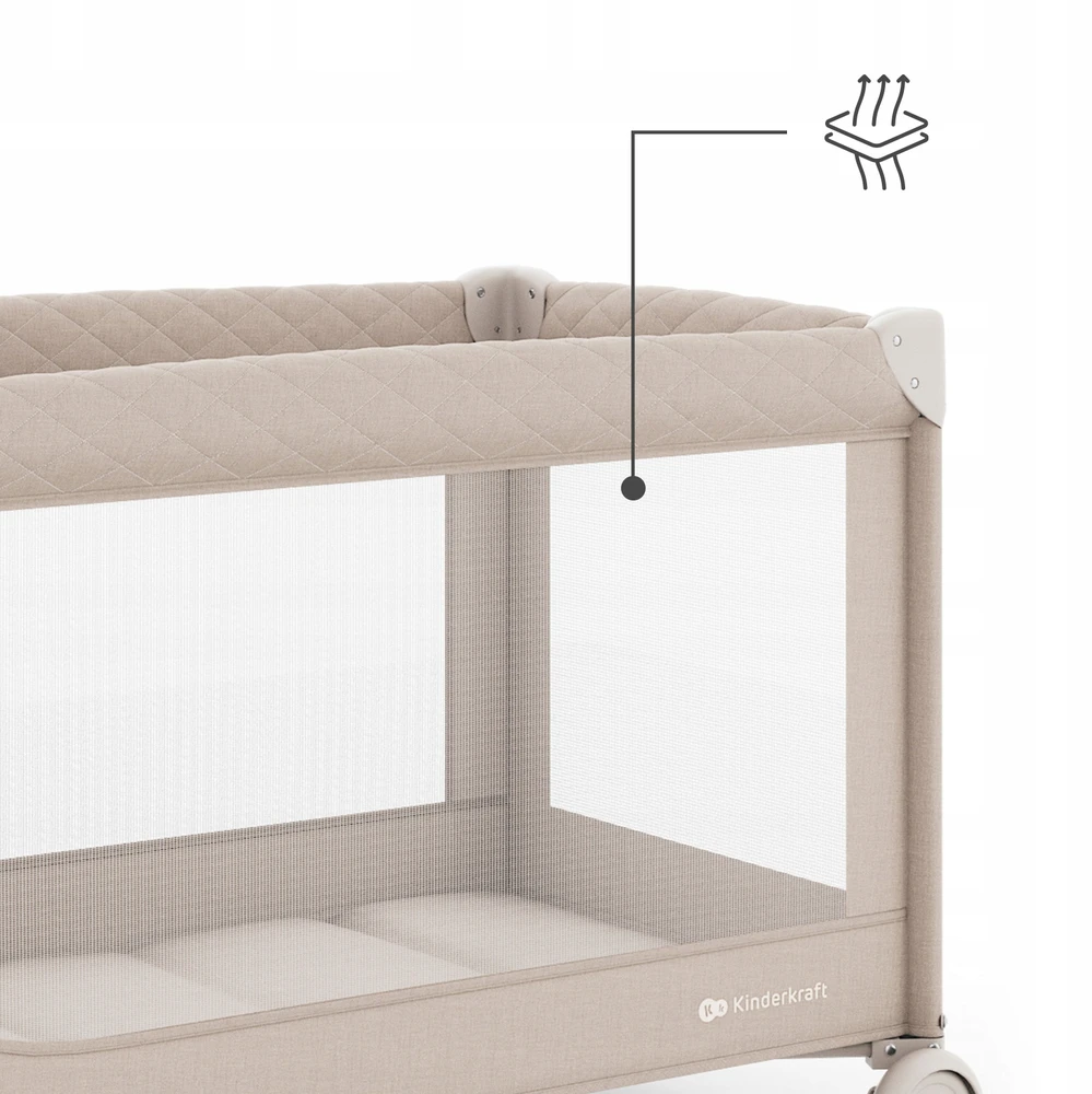 Kinderkraft LEODY UP kelioninė lovelė, dviejų lygių čiužinys, persirengimo stalas