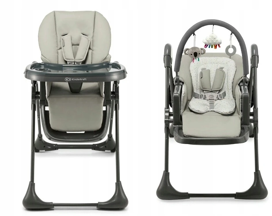 KINDERKRAFT universali maitinimo kėdutė 2in1 TUMMIE, pilkas, KHTUMM00GRY0000