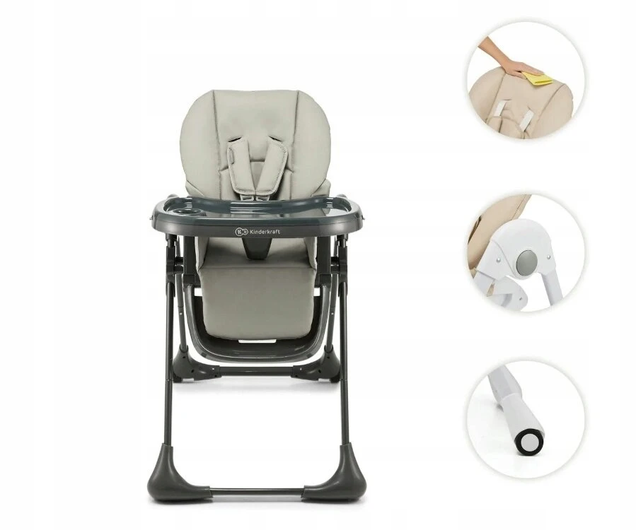 KINDERKRAFT universali maitinimo kėdutė 2in1 TUMMIE, pilkas, KHTUMM00GRY0000
