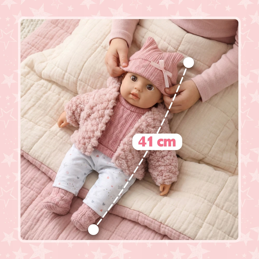 Kinderplay DIDELĖ 41 CM INTERAKTYVUS KALBĖJIMAS KŪDIKLIS KALBA REALIŠKAS MINKSUS ŽAIDIMAS