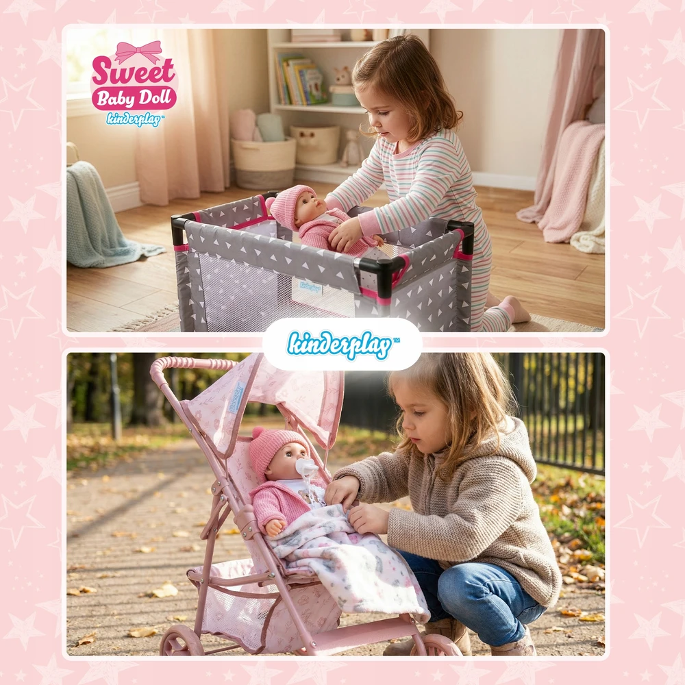 Kinderplay DIDELĖ 41 CM INTERAKTYVUS KALBĖJIMAS KŪDIKLIS KALBA REALIŠKAS MINKSUS ŽAIDIMAS