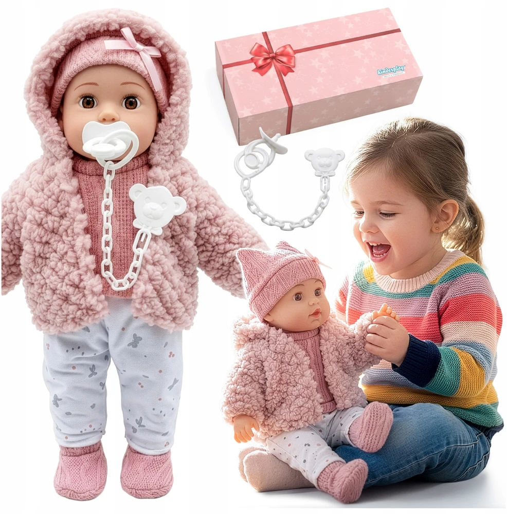 Kinderplay DIDELĖ 41 CM INTERAKTYVUS KALBĖJIMAS KŪDIKLIS KALBA REALIŠKAS MINKSUS ŽAIDIMAS
