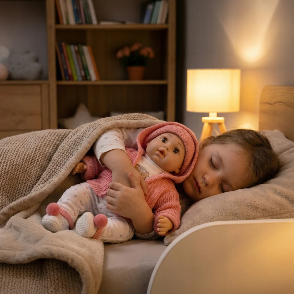 Kinderplay DIDELĖ 41 CM INTERAKTYVUS KALBĖJIMAS KŪDIKLIS KALBA REALIŠKAS MINKSUS ŽAIDIMAS