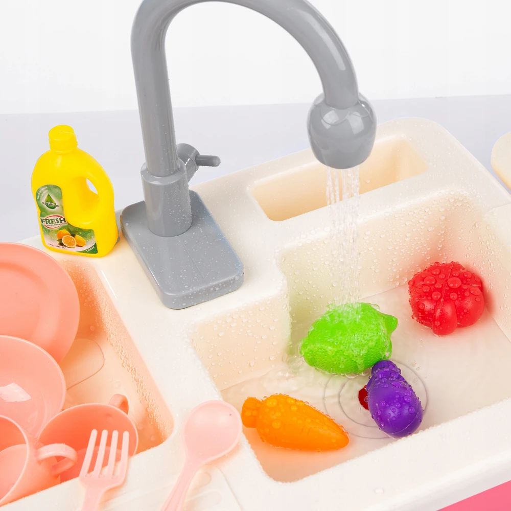 Kinderplay KRAUTUVIŲ KRAUTUČIŲ VIRTUVE VAIKAMS AUTOMATINIŲ VANDENS CIRUKULIACIJŲ INDŲ RINKINYS