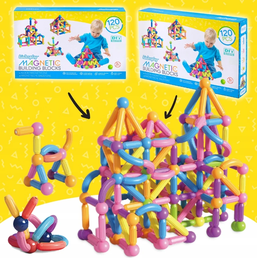 Kinderplay MAGNETINIAI KONSTRUKCINIAI BLAKAI DIDELI XXL 120 vnt