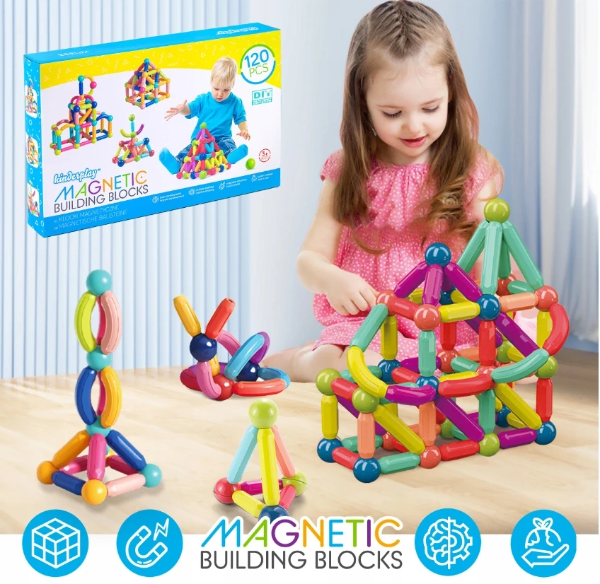 Kinderplay MAGNETINIAI KONSTRUKCINIAI BLAKAI DIDELI XXL 120 vnt