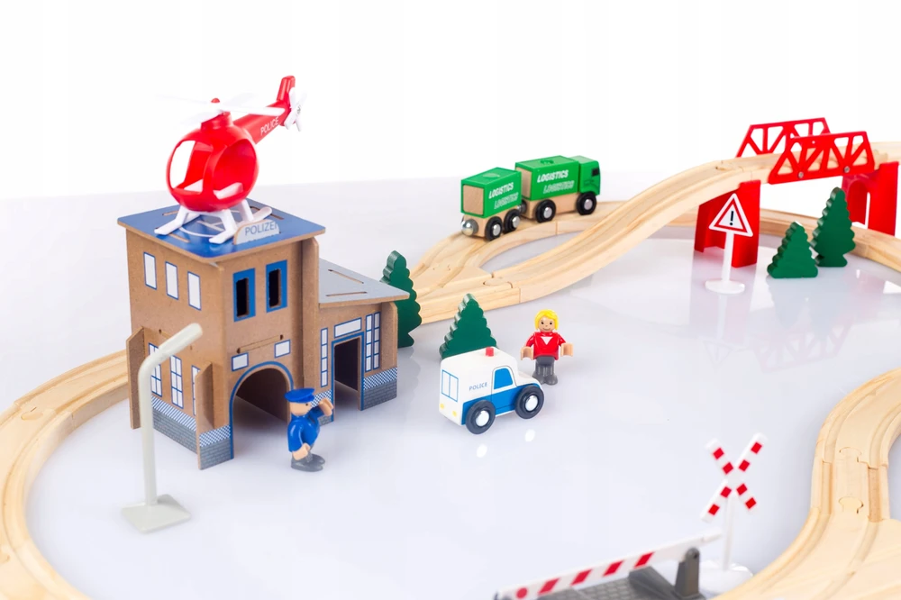 KINDERPLAY MEDINIS DĖKLAS TRAUKINIS AUTOMOBILIŲ TRAUKINIS
