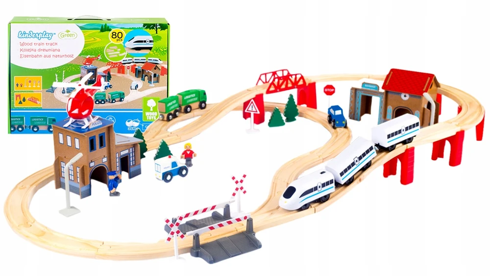 KINDERPLAY MEDINIS DĖKLAS TRAUKINIS AUTOMOBILIŲ TRAUKINIS