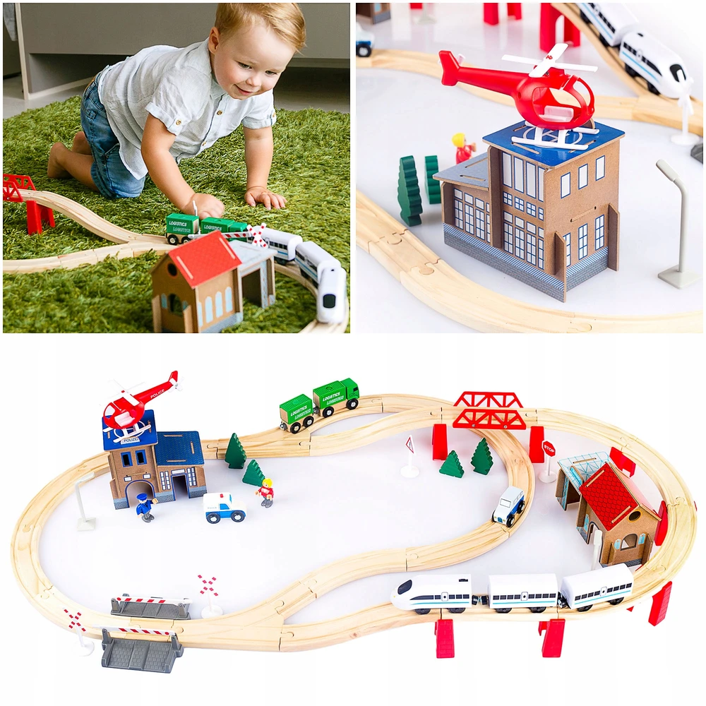 KINDERPLAY MEDINIS DĖKLAS TRAUKINIS AUTOMOBILIŲ TRAUKINIS