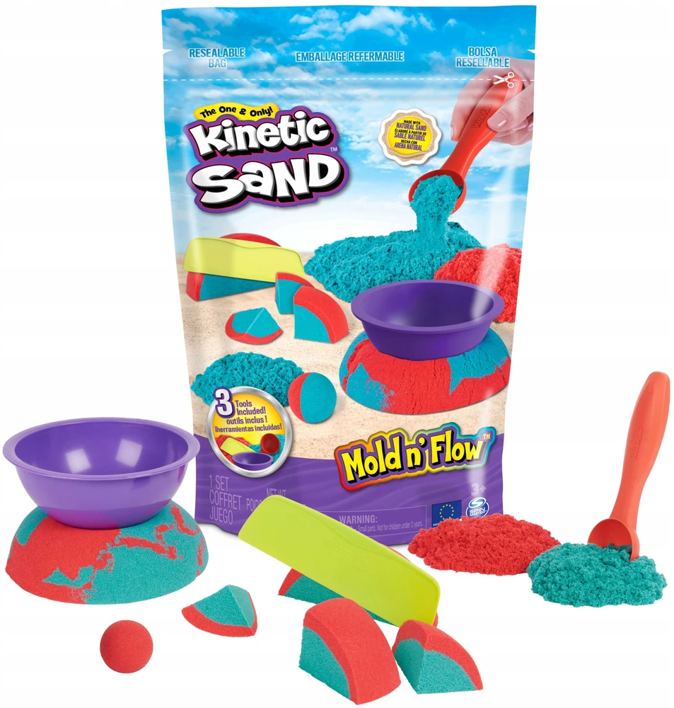 Spin Master Kinetic Sand Kinetic Sand 680 g Rinkinys su pelėsiu raudona ir jūra