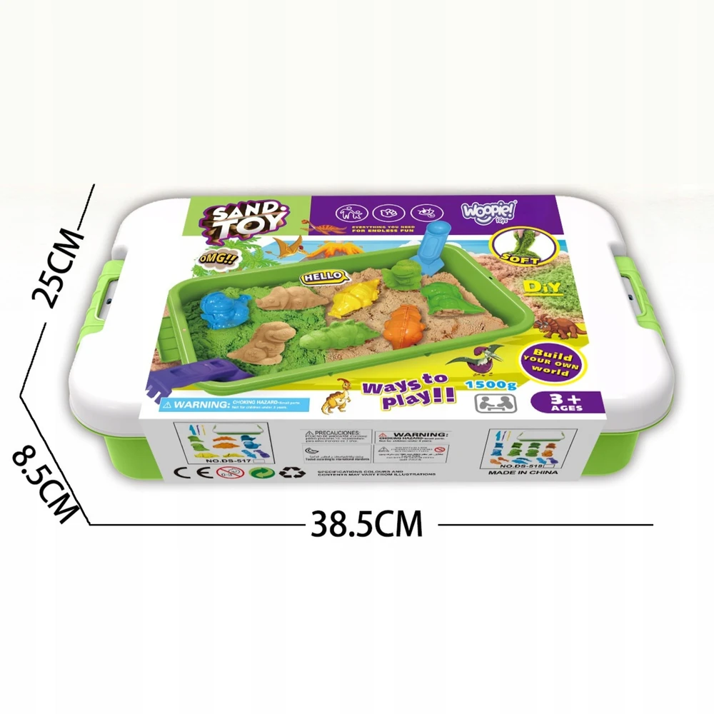 Woopie Kinetinis Smėlis 1,5kg XXL ZOO Safari Rinkinys su Formelėmis