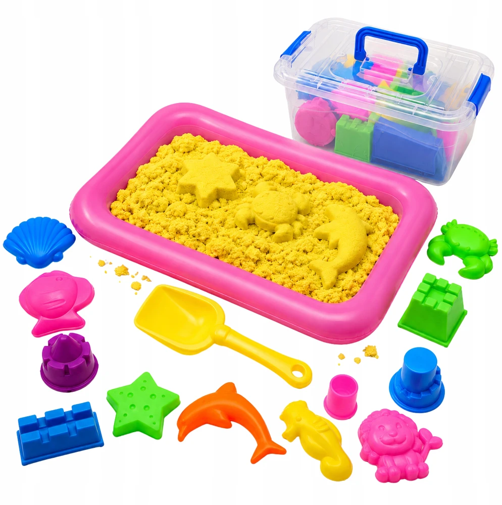 KINETINIS SMĖLIS 3kg BASEINŲ PELIETO MENTELĖS SANDBIT KAUŠAS XL RINKINYS