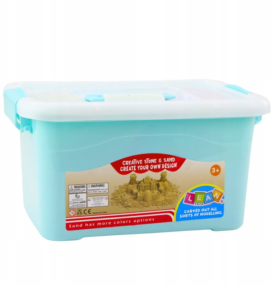 Dėlionė Lean Toys Kinetinio Smėlio Rinkinys 3kg su Formelėmis ir Pripučiama Lenta