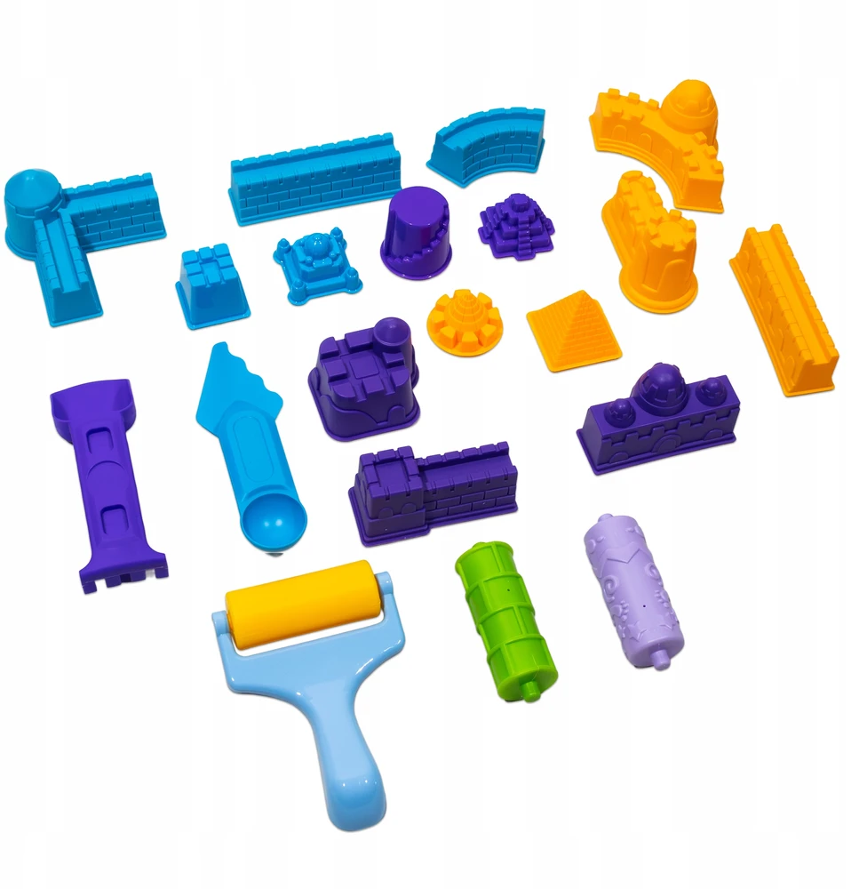Kinetinis smėlis lagaminas pilis formelės smėlio dėžė rinkinys vaikams Click4Toys