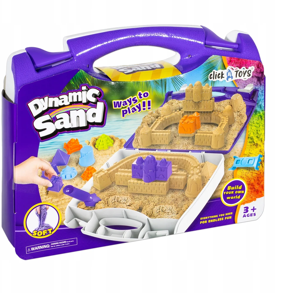 Kinetinis smėlis lagaminas pilis formelės smėlio dėžė rinkinys vaikams Click4Toys