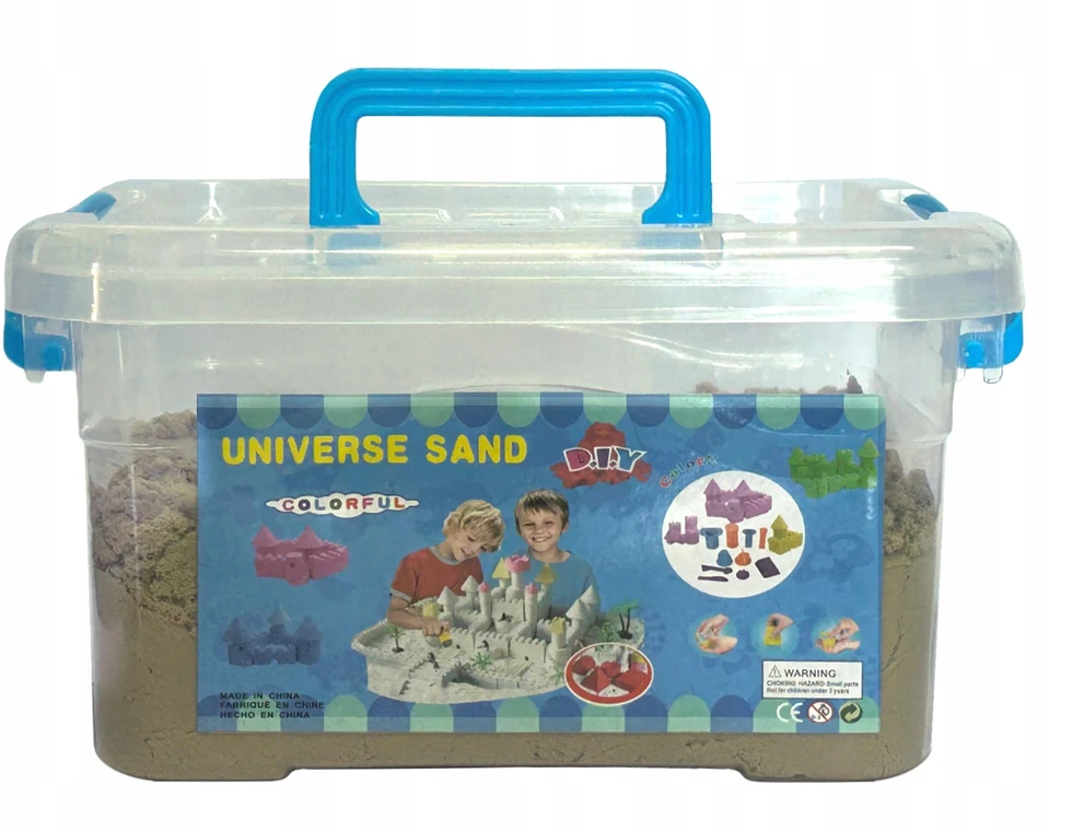 KINETINIS SMĖLIŲ RINKINYS 2kg + BASEINĖS SMĖLIŲ DĖŽĖS FORMŲ lagaminas 18 vnt.