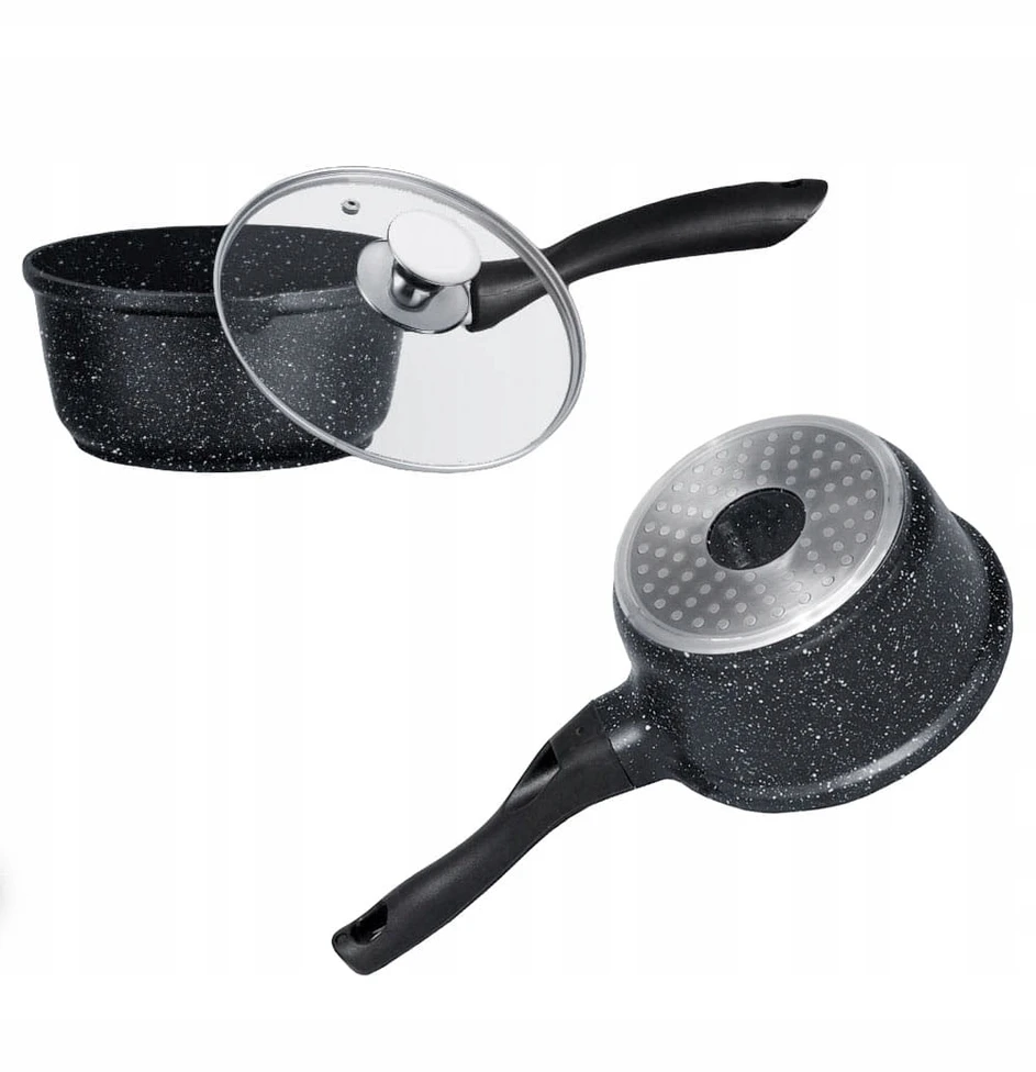 King Hoff KH-1600 Marmurinis puodas Ø16cm / 1,3L su stikliniu dangteliu