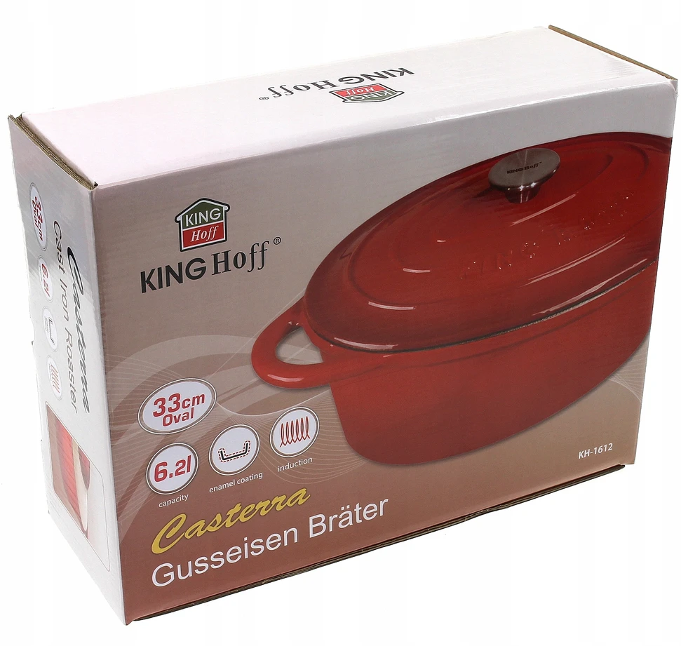 King Hoff Brytfanka Kepimo skarda 6,2 l, raudonas ketaus, Kinghoff