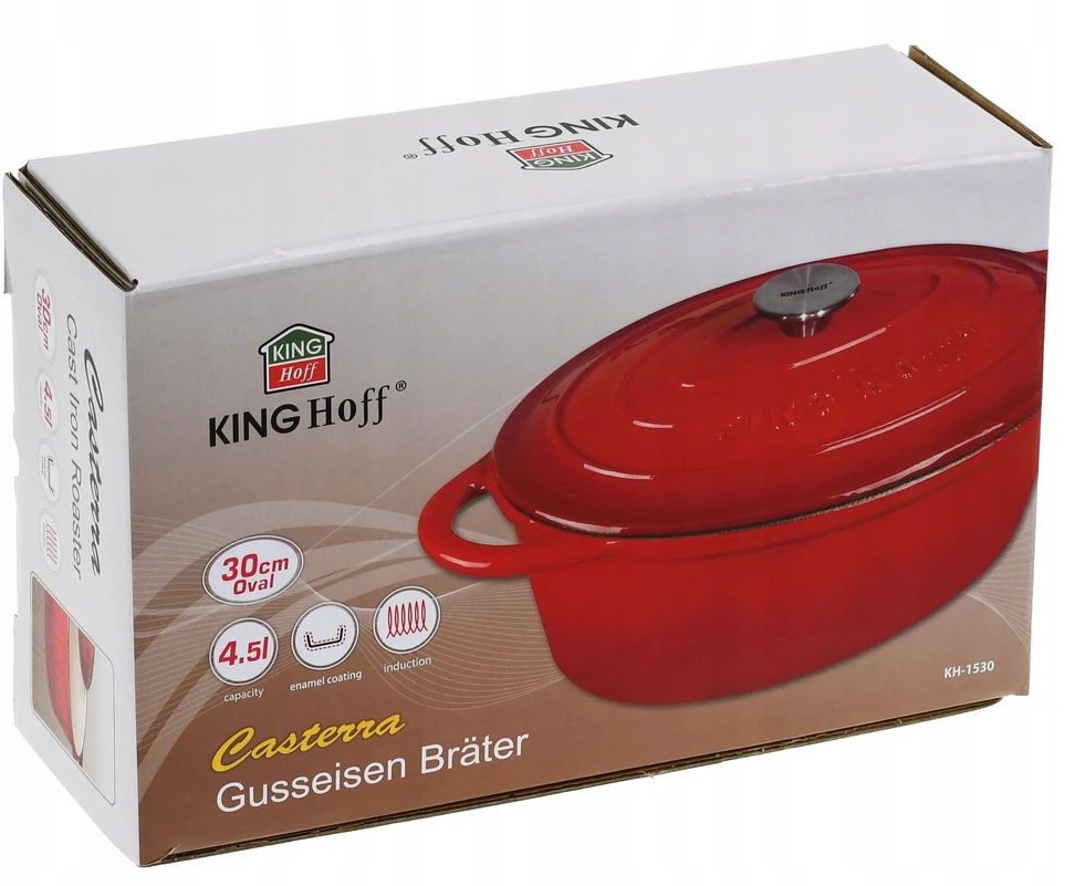 King Hoff Brytfanka Kepimo keptuvė 4,5 l, raudonas ketus, „Kinghoff“