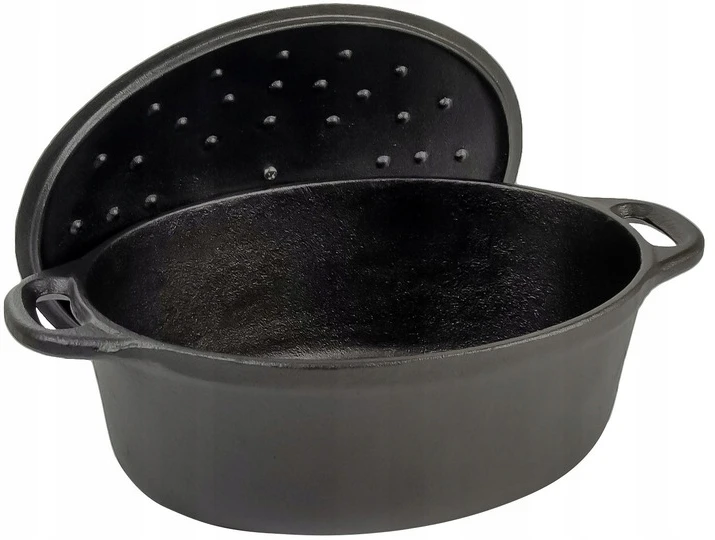 King Hoff Ketaus kepimo indas 29cm 4,5L OVALUS PUODAS INDUKCINĖ DUJINĖ KROSTELĖ