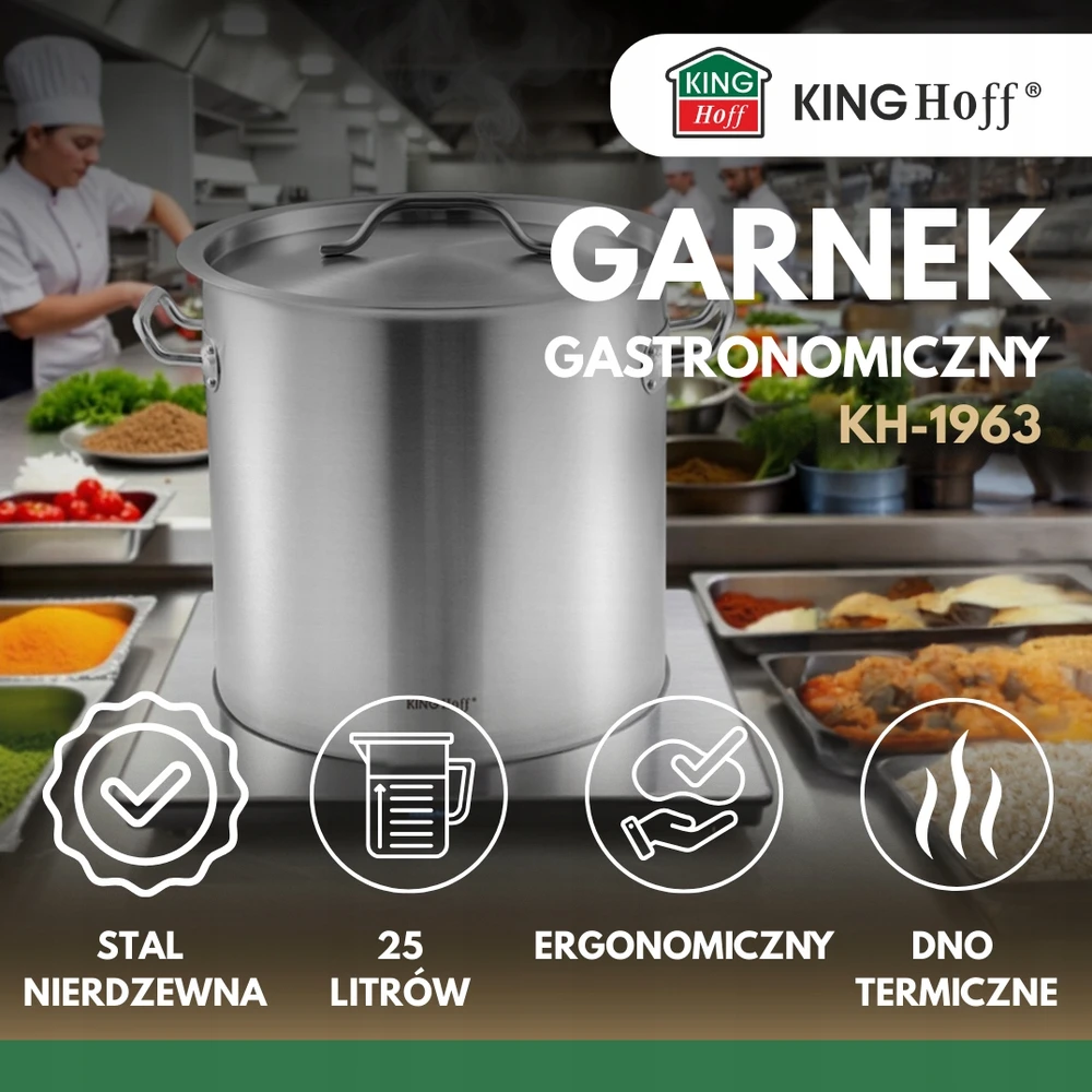 King Hoff Kh-1963 Gastronominis puodas 25l, nerūdijantis plienas, indukcija