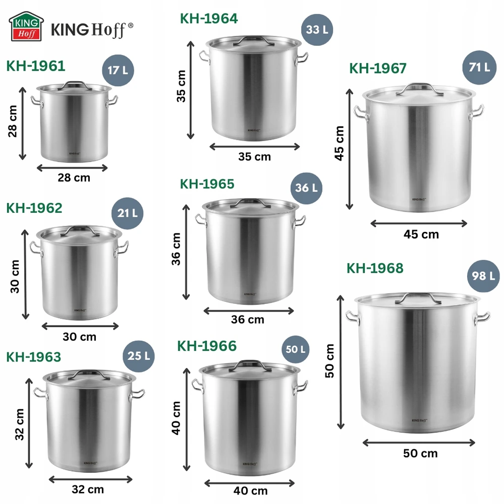 King Hoff Puodas Gastronorm puodas, nerūdijantis plienas, skersmuo 30cm, 21l, kinghoff, kh-1962