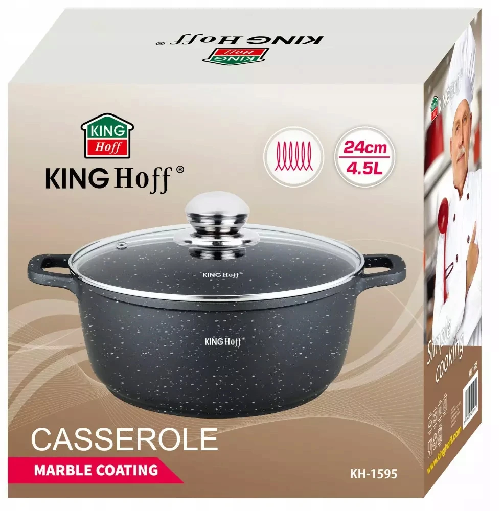 King Hoff MARMULINIS PUODAS 24cm SU DANGIU 4,5L INDUKCINIS