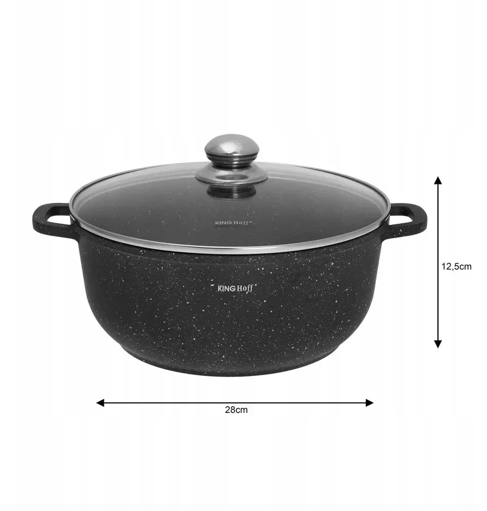 King Hoff MARMULINIS PUODAS Ø28CM SU DANGIU 6,5L DUJŲ ĮVEDIMO